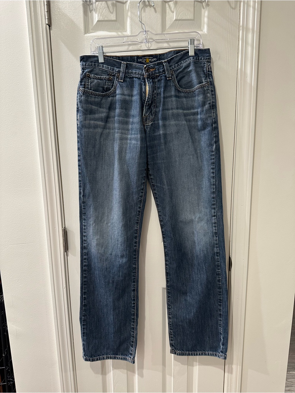 Lucky Brand Mens Relaxed Straight Denim Jeans  Blue Wash